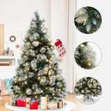Pre-Lit Flocked Pine Christmas Tree with Metal Stand,6ft