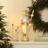 Christmas Soldier Nutcracker in Silver & Gold with Lights, 2 ft
