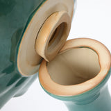 Aqua Green Ceramic Toadstool Birdbath with 2 Frogs, 20''