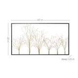 Modern Gold Metal Wall Art with Black Frame, 40''