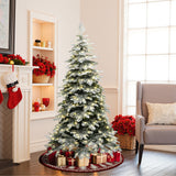 Pre-Lit Flocked Spruce Christmas Tree with Stand,6ft
