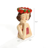 Lady strawberries ceramic sculpture vase