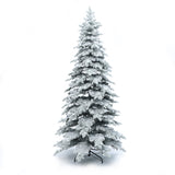 Pre-Lit Flocked Artificial Slender Christmas Tree, 7ft