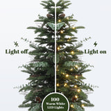 Pre-Lit Green Artificial Pine Christmas Tree ,4ft