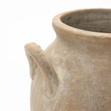 Rustic Antiqued Brown Round Terracotta Vase with Handles,13''
