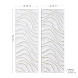 White Metal Wall Decor with Gold Wave Accents, Set of 2, 39.5'' H