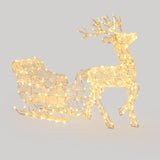Sleigh Reindeer Holiday Decoration with Lights, Set of 2