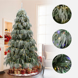 Snow-Flocked Christmas Tree with Lights& Stand,7Ft