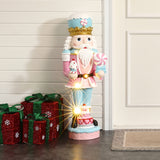 Christmas Pink Nutcracker Soldier Decor with Cake Lights, 3ft