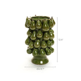 Green ceramic pears vase, 12.4" h