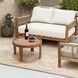 Acacia Wood Outdoor Round Coffee Table, 27.5" Dia