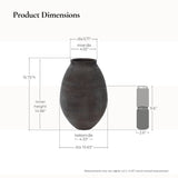 Oval Antique Brown Vase, 15.8'' H