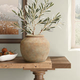 Rustic Golden Brown Round Terracotta Vase,10.4''