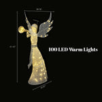 Outdoor angel decoration with wings ,trumpet, stands 61.42" H, 39.76" w, 20.87" D. 