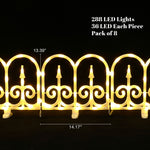 Arched fence with warm leds, each piece  13.39" H ,14.17" W;includes 8 pieces,288 total leds.