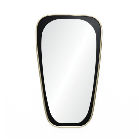 Gold and black accent metal frame wall mirror, slim