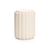 Ivory white pillar round cement outdoor side table