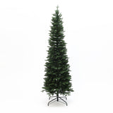 Pre-Lit Green Slim Christmas Tree with Metal Stand,7Ft