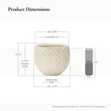 Textured Round Plant Pots, Off-white Large Plant Pot with Drainage Hole 14.2'' Dia