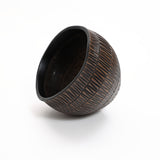 Dark brown textured resin round planter, small