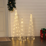 Lighted trees christmas decoration for indoor and outdoor, set of 3