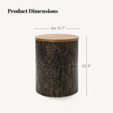 Metal Side Table with Black and Gold Hammered Iron Base