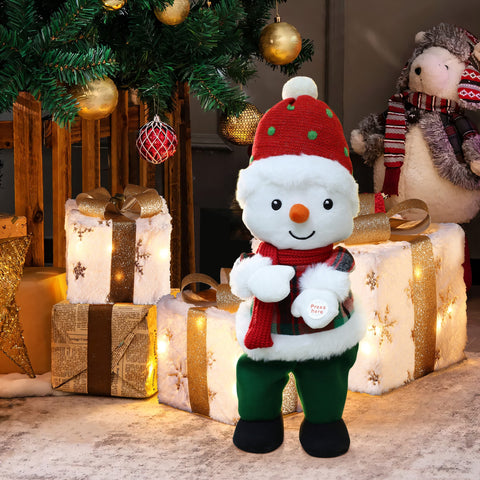 Snowman animated singing battery-powered plush toy, 16" tall