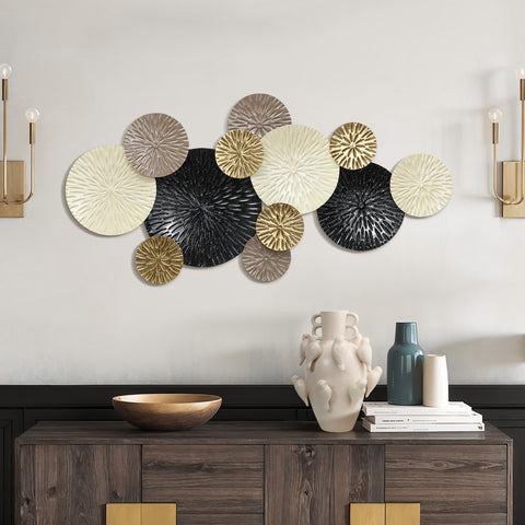 Coastal abstract dish metal wall art