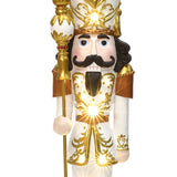 Christmas Soldier Nutcracker Decor in White & Gold with Lights, 4 ft