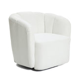 Amber ivory boucle swivel barrel accent chair