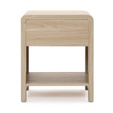 Oak Nightstand with Drawer and Open Shelf, Wooden Bedside Table for Bedroom, 21.65''