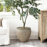 Large Round Planter Pot, Rustic Flower Pot with Drainage Hole 16.5'' Dia