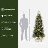 Pre-Lit Green Flocked Artificial Christmas Trees ,7.5ft