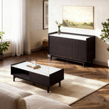 Modi Wenge Wood Sideboard Cabinet with Faux Marble Top, 47"