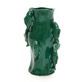 Marine green ceramic fish tall vase, 12.2"