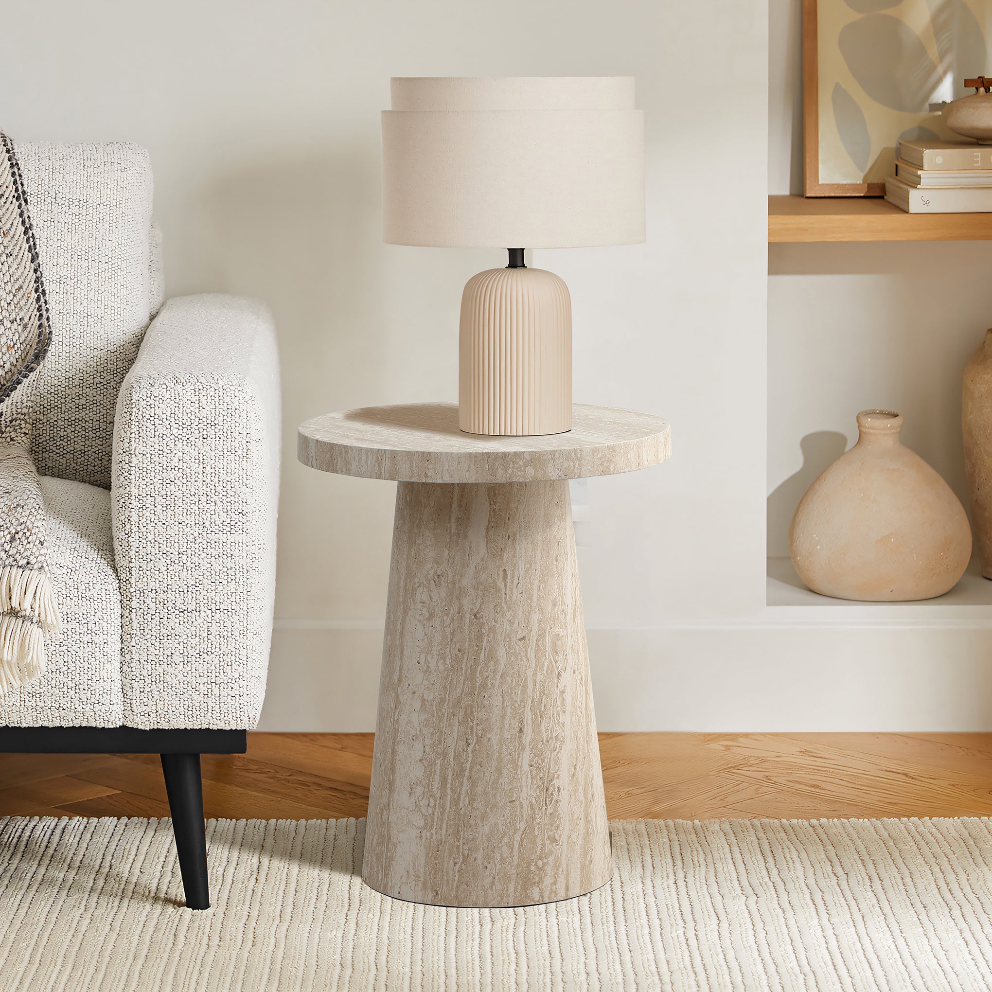 Stone pattern end and side table - LuxenHome