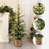 Pre-Lit Green Evergreen Christmas Tree with Potted,3.9Ft
