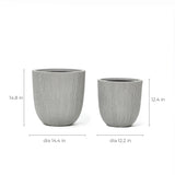 Ibiza striped indoor/outdoor planter set of 2, stone grey