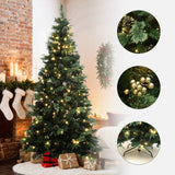Pre-Lit Green Pine Christmas Tree with Stand,7.5Ft
