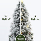 Pre-Lit Fiber Optic Flocked Pine Christmas Tree,6ft