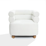 Tia ivory barrel accent chair with wood ball legs