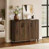 Leo Mid-Century Modern Dark Walnut Finish Wood Sideboard Cabinet, 45"W