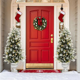 Pre-Lit Green Christmas Tree with Light Faux Snow,4.5ft