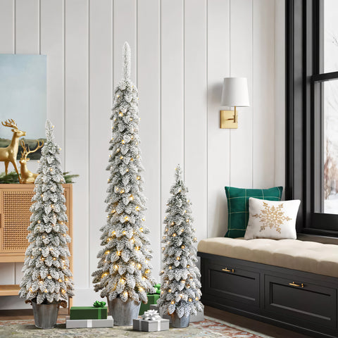 place-set-of-3-Snow-flocked-artificial-christmas-tree-in-the-living-room-and-bedroom-and-let-it-shine-all-night-in-the-worth-celebrating-festival