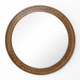 Round Mirror, Farmhouse Wooden Decorative Mirrors for Wall, 25.8''