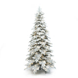 Pre-Lit Flocked Artificial Slender Christmas Tree, 7ft