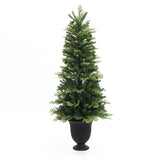 Pre-Lit Pine Christmas Tree with Black Potted,4.5Ft