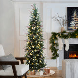 Pre-Lit Frosted Pencil Artificial Christmas Tree, 7.5ft