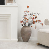 Old-World Gray with Brown Round Terracotta Vase,17.4''