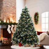 Pre-Lit Mixed Green White Artificial Christmas Trees, 7ft